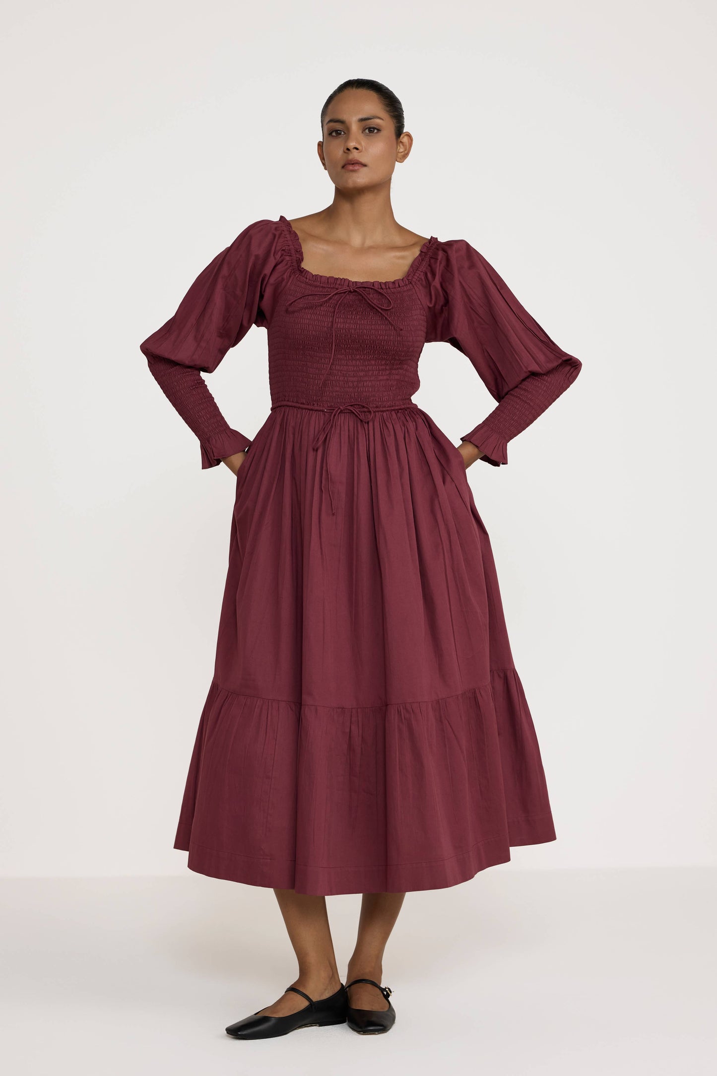 The Smocked Mulberry Midi Dress