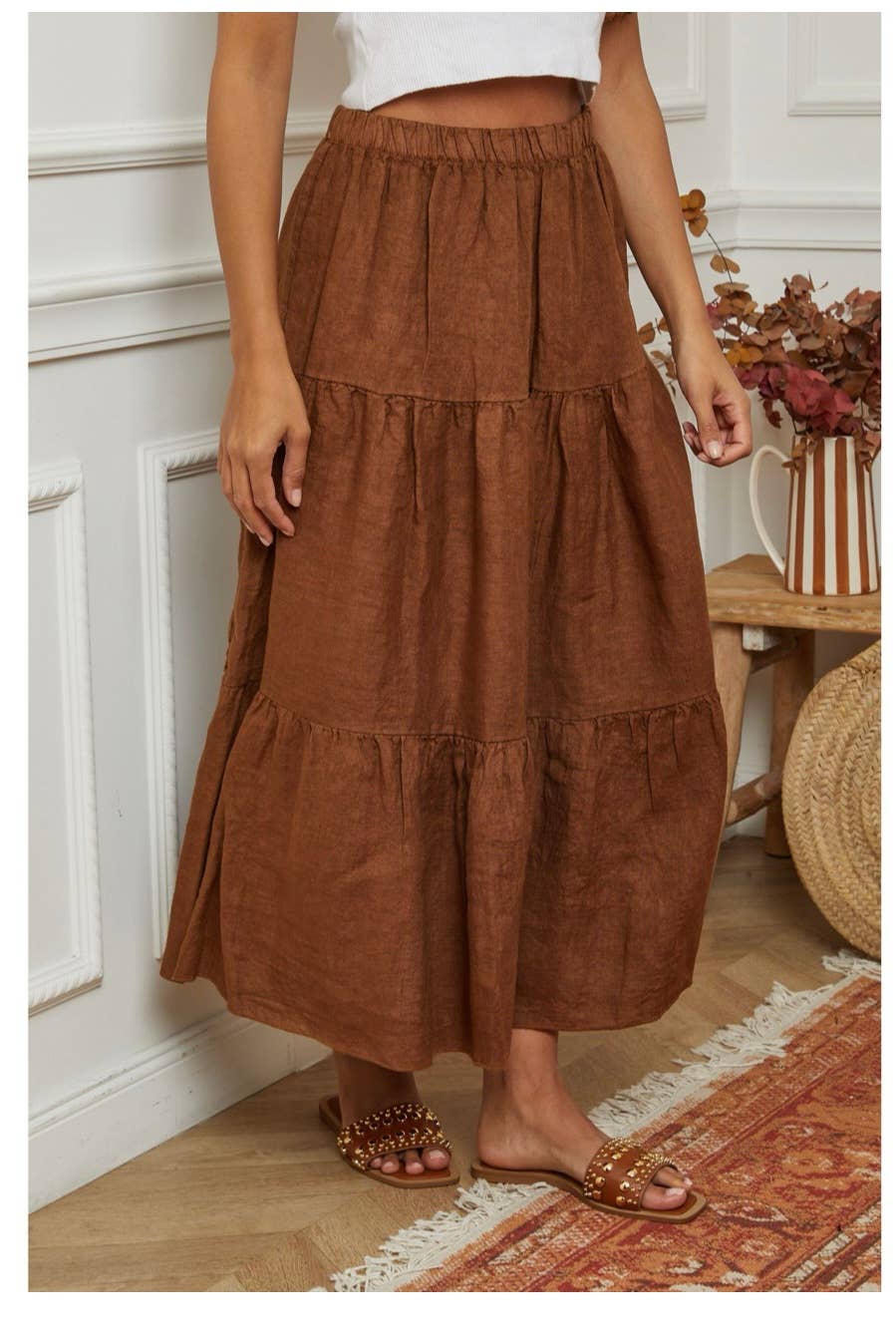 The Tobacco Linen Skirt
