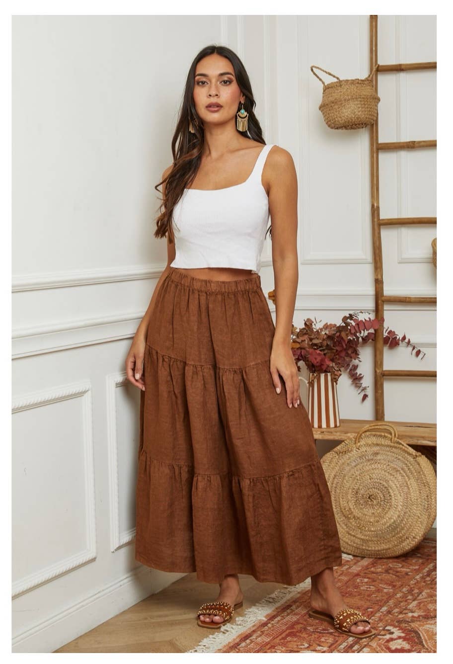The Tobacco Linen Skirt