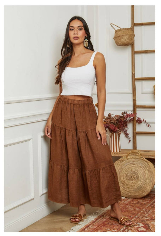 The Tobacco Linen Skirt