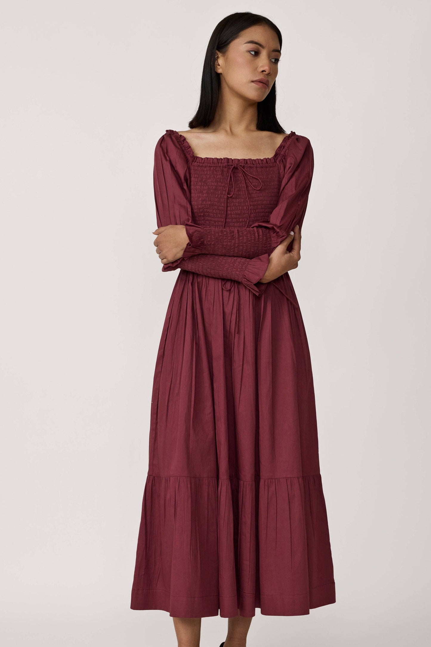 The Smocked Mulberry Midi Dress