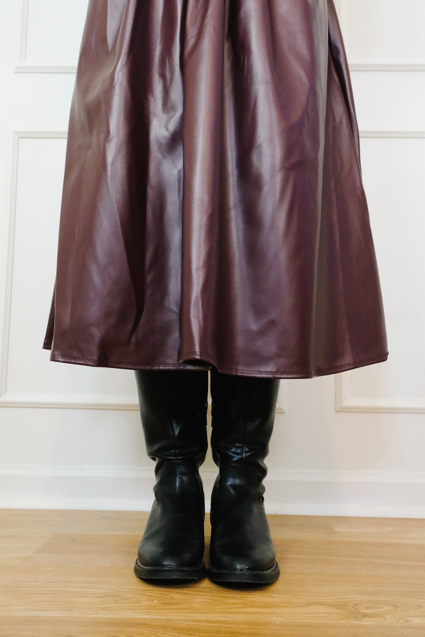 Le Bordeaux Vegan Leather Midi Tube Dress